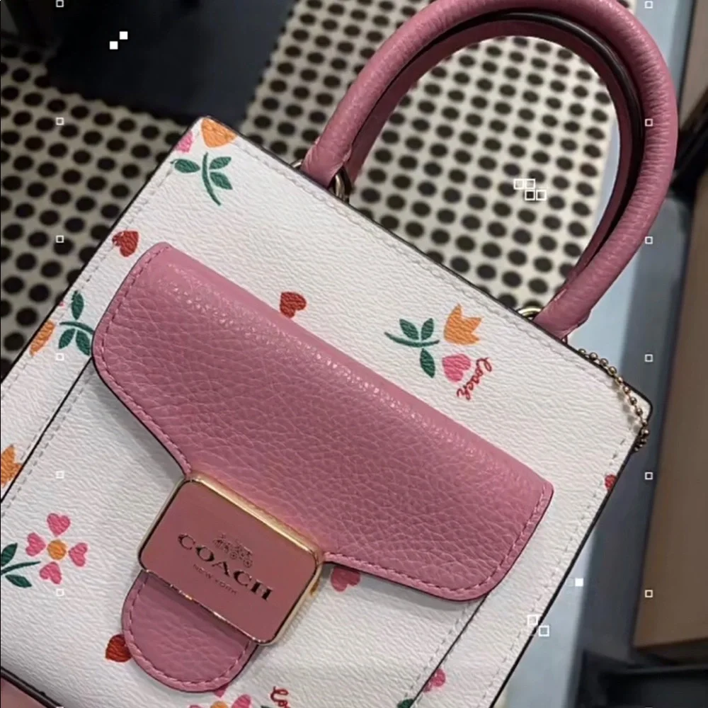 Coach Pink & White Floral Mini Crossbody Bag